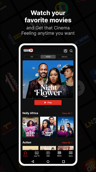 FreeTV app — movies and VOD screen