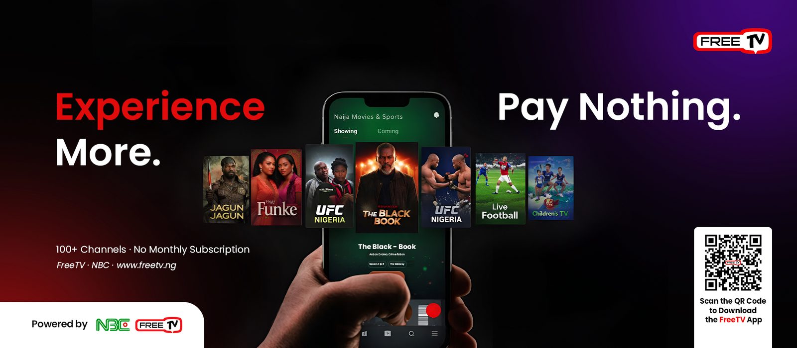 Experience More. Pay Nothing. — FreeTV, 100+ channels, no monthly subscription.